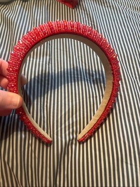 Red Beaded Padded Headband